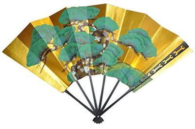 Tendai Carving Decorative Pine with Fan Stand Fan, Design,
