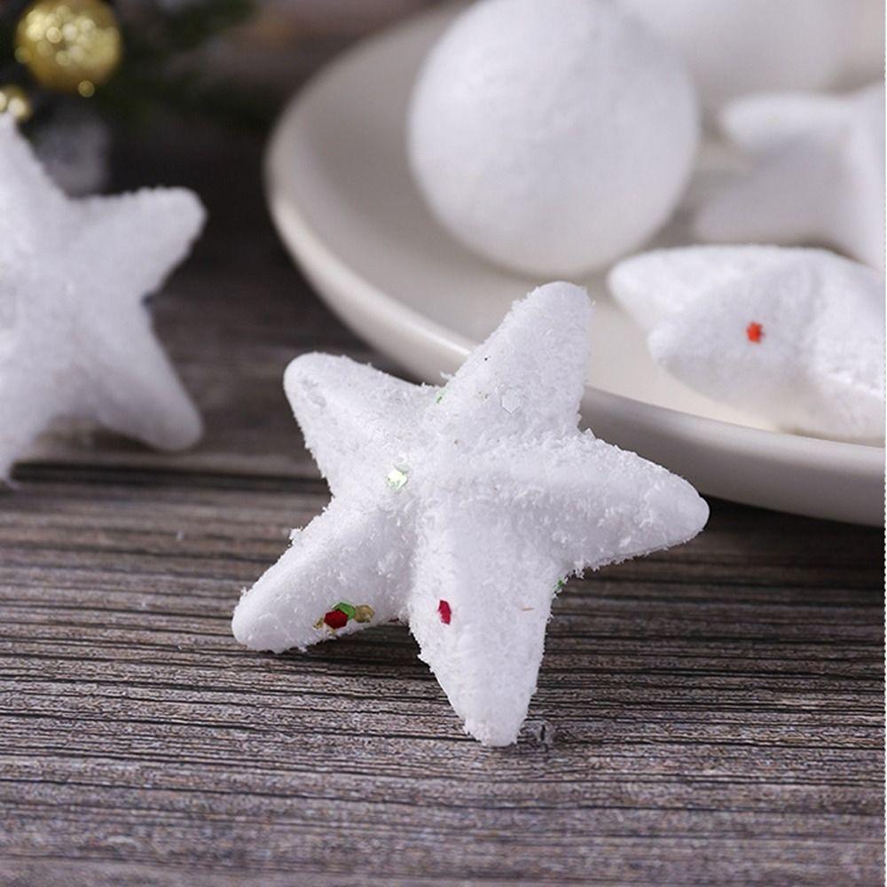 6Pcs/set Plastic Xmas Star Hanging Ornaments Round Christmas Balls Pendants New Year
