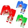 Kids Boys Girls Cartoon Santa Claus Christmas Tree Elk Print Long Sleeves T-Shirt Top Pants Trousers Clothes Set