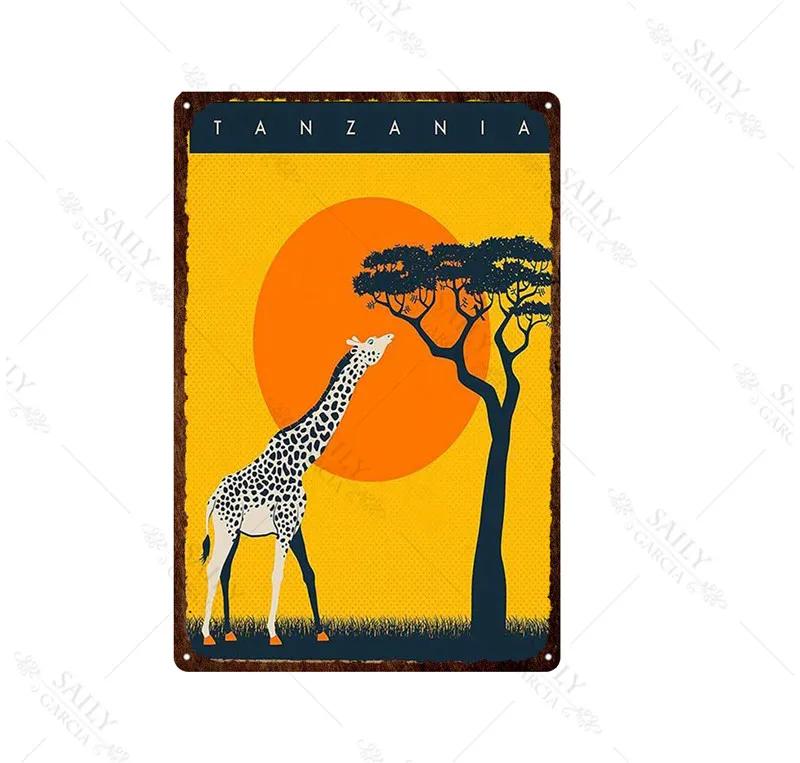 Africa City Sign Vintage Metal Sign Christmas Gift Metal Plates for Wall Art Retro Home Kids Room Decor Metal Poster 30X20Cm