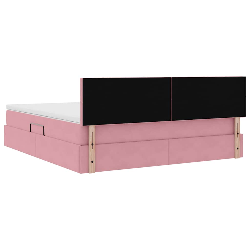 Storage Bed with Mattress Pink 160 x 200 cm Velvet