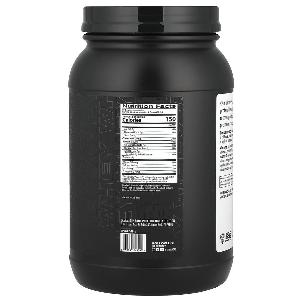 Whey Protein, Peanut Butter, 1,031G (2Lbs 4.4Oz)