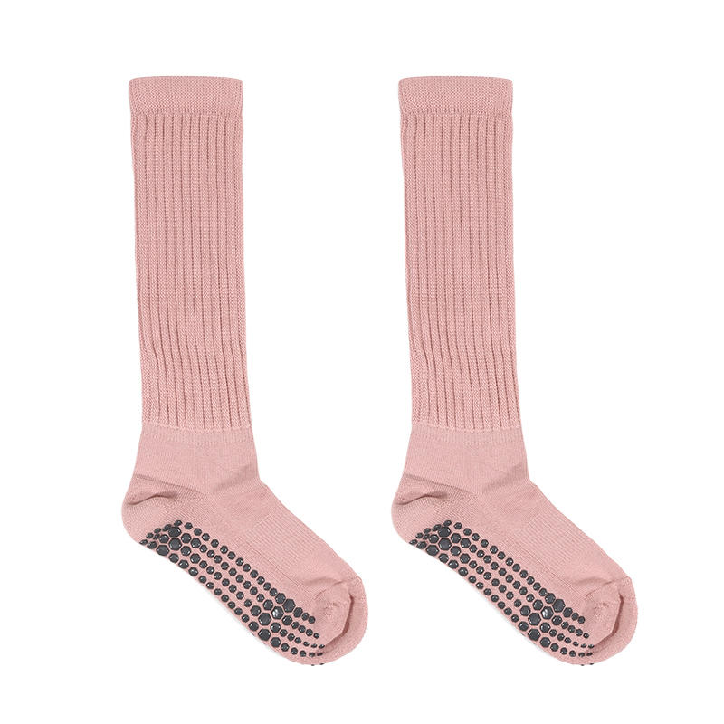1Pair Women Yoga Pilates Socks with Grips Non Slip Sports Indoor Fitness Socks Professional Calf Socks for Ballet Dance