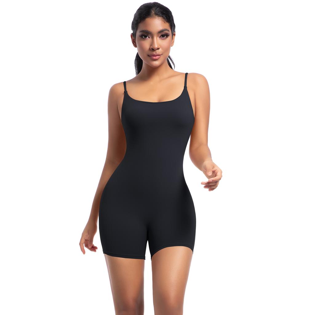 Auroth Backless Sports Jumpsuit Women Seamless One Piece Yoga Romper Workout Shorts Running Fitness Bodysuit