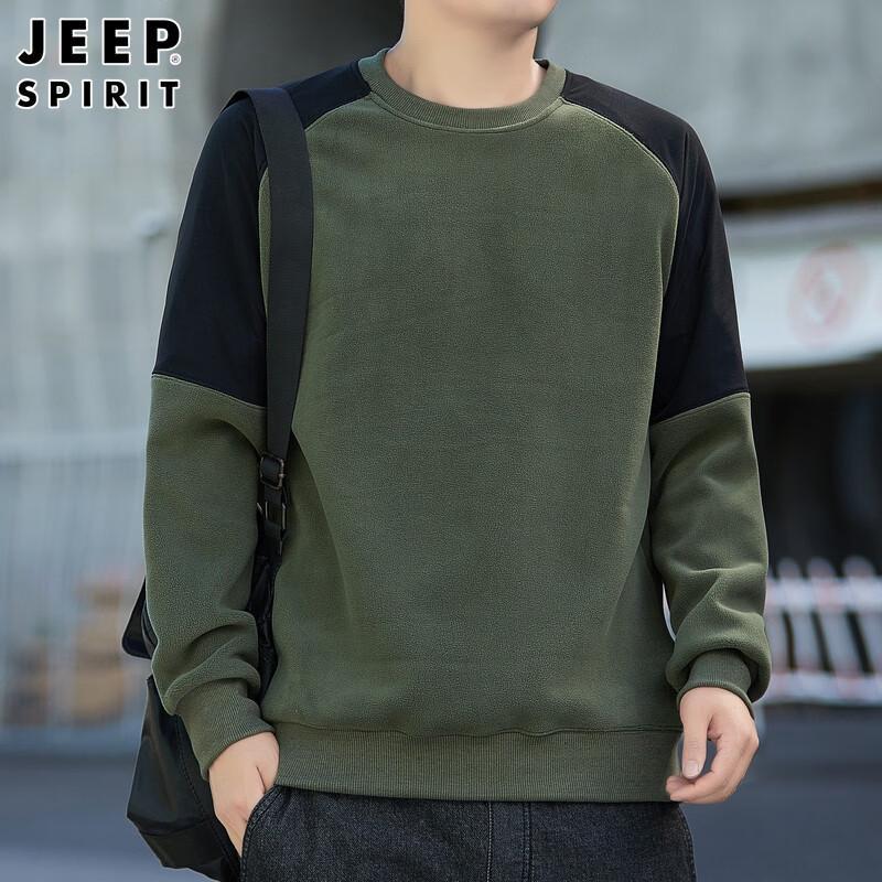 JEEP SPIRIT Men's Round Neck Fleece Sweatshirt