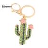 Cactus Keychain Bling Rhinestone Keychain, Pink Flower Keys Accessory Keyring Pendant, Handbags Backpacks Purse Charm Schoolbag Ornament