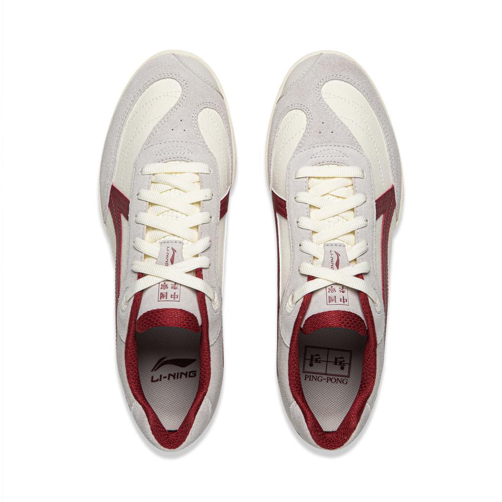 Li Ning Table Tennis Series Versatile Fashionable Trendy Durable Lightweight Low-Top Casual Shoes Unisex Casual Shoes Gray White Red AZGW003-3