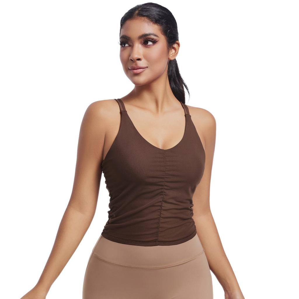 New Yoga Camisole, Beautiful Back, Sports Running, Fitness, Breathable Pleated Vest, Quick Drying Fitness Suit, Slim Fit Top For Women