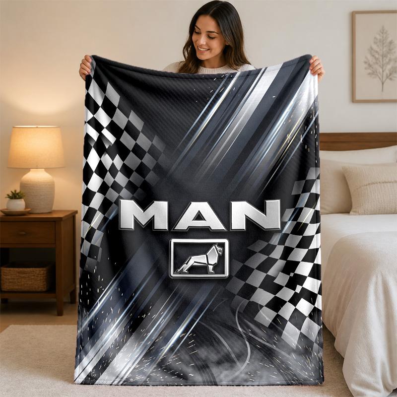 man truck Print Flannel Blanket Cozy Lightweight Plush Throw Blanket For Bed Sofa Household Use