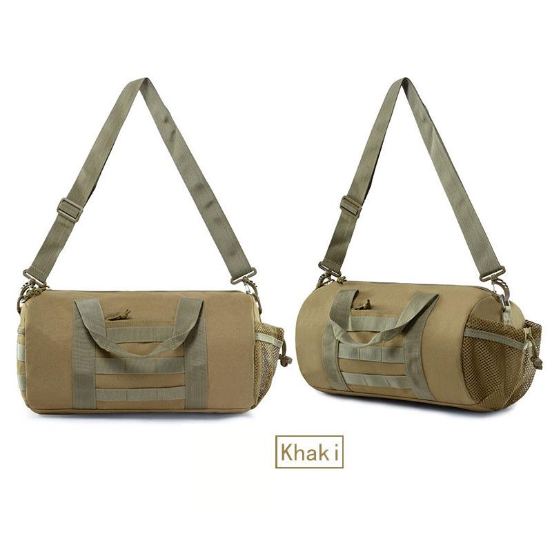 Outdoor Round Camouflage Backpack Military Hiking Bag Sports Attack Tactical Cylindrical Shoulder Bag High Capacity Handbag