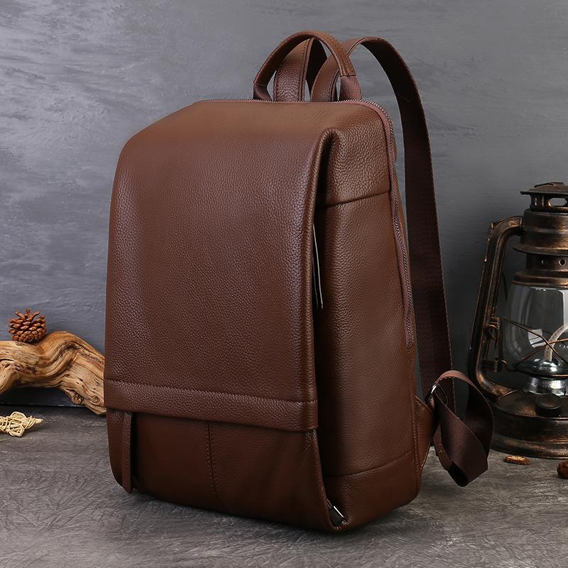 Laptop Backpack, Soft Cowhide, Large-capacity, Casual and Versatile Backpack