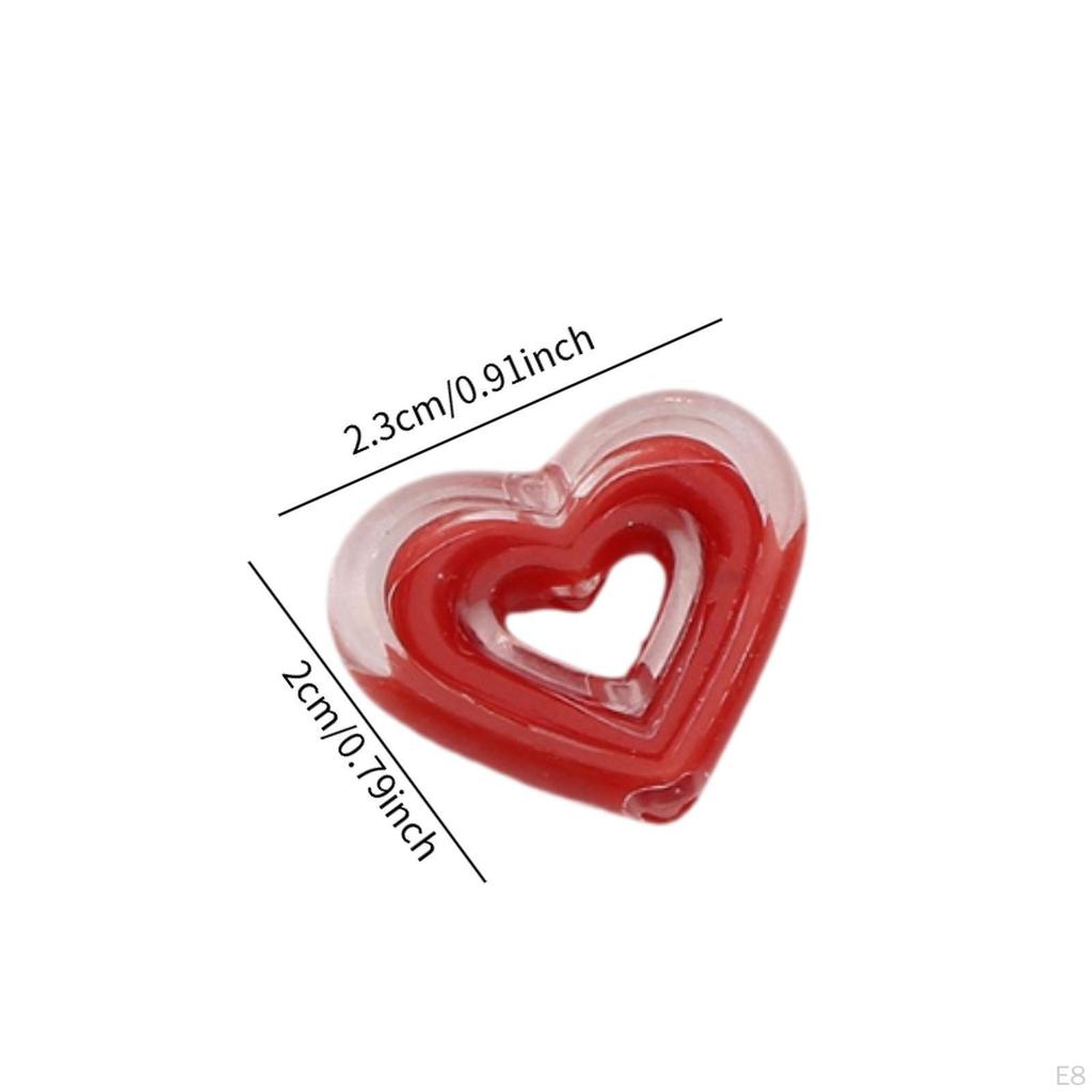 80 Acrylic Heart Beads for Craft Projects, Loose Spacer Jewelry