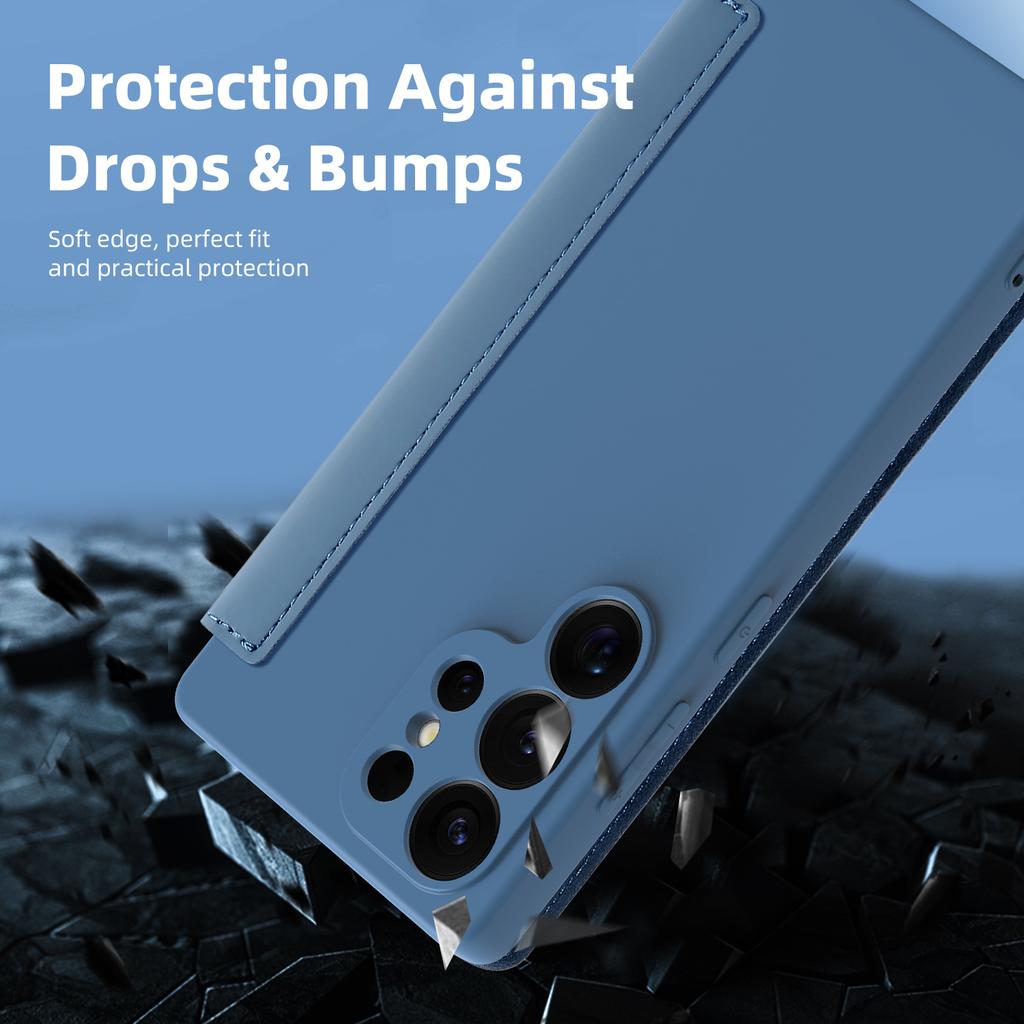 Prémiový kryt pro řadu Samsung Galaxy S22 S23 S24 S25. Liquid Skin - Kryt na telefon na dotek s ochranou proti pádu, slotem na kartu a víceúhlovým stojánkem