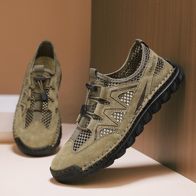 Summer 2025 First Layer Leather 46 Large Size Men's Sandals Breathable Hollow Casual Sports Mesh Cool Slippers