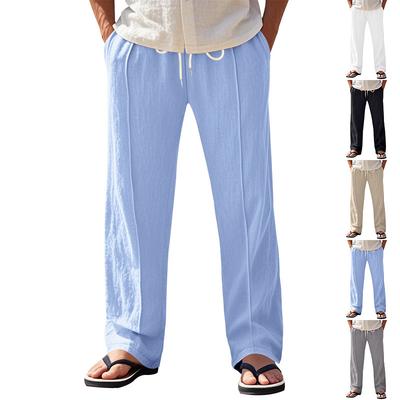 Linen Breathable Wide-legged Trousers Men's Models Summer and Autumn Thin Section Loose Sports Loose Straight Casual Trousers Male
