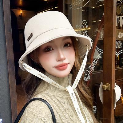 1pc Women's Elegant Bucket Hat,All Seasons Casual Breathable Comfortable Panama Cap,Suitable ForParties,Beach,Cafe,Vacation