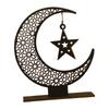 Eid Mubarak Moon Ornament Creative Ramadan Wooden Moon Star Desktop Ornaments Kareem Muslim Festival Home Table Decoration