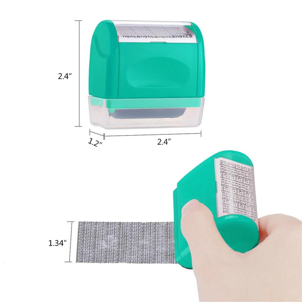 Identity Theft Protection Roller Stamps Refillable Guard Your ID Privacy Confidential Data Wide Security Stamp Roller with 3 Ink Refills Green