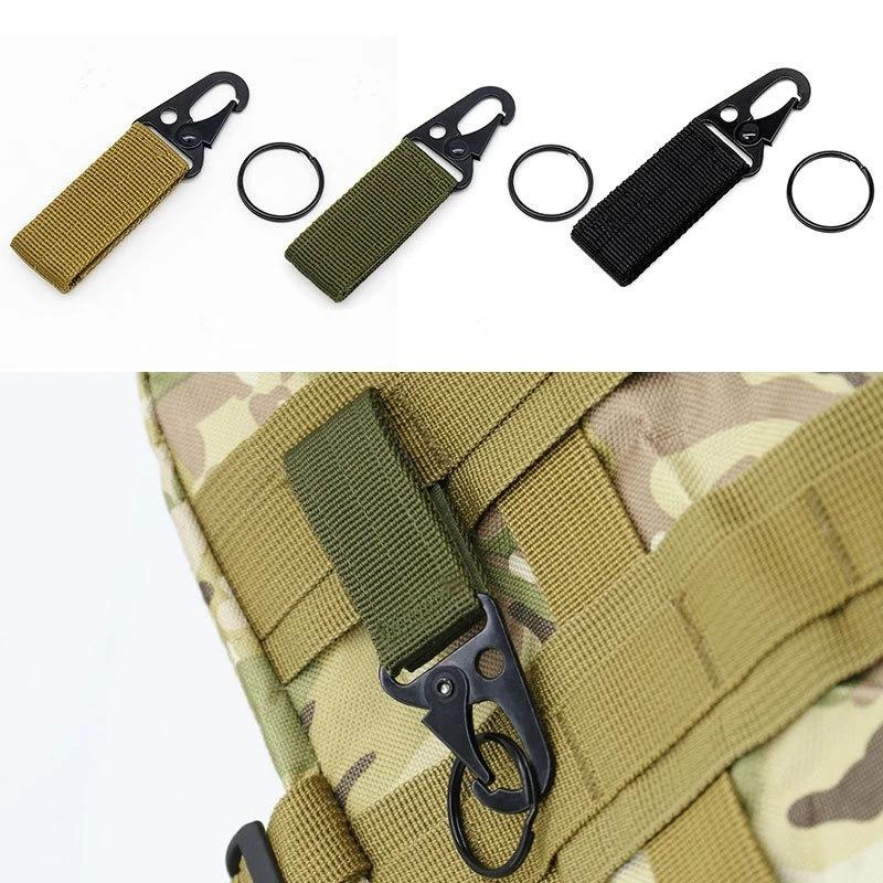 2ks taktická závěsná přezka Molle Nylonový popruh Karabina na opasek Trojúhelníkový přívěsek na klíče pro outdoorové lezení Camping Tool Příslušenství