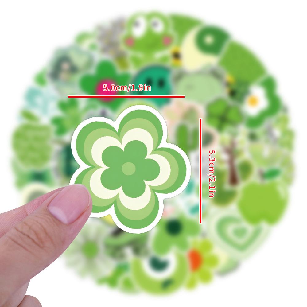 60 New Green Small Fresh Graffiti Stickers Decorate Suitcase Notebook Waterproof Stickers