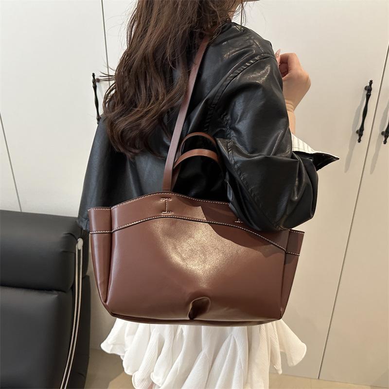 Casual Tote Bag Set Solid Color Large Capacity Handbag Versatile Commuting Bags Armpit Shoulder Bag For Women Gifts
