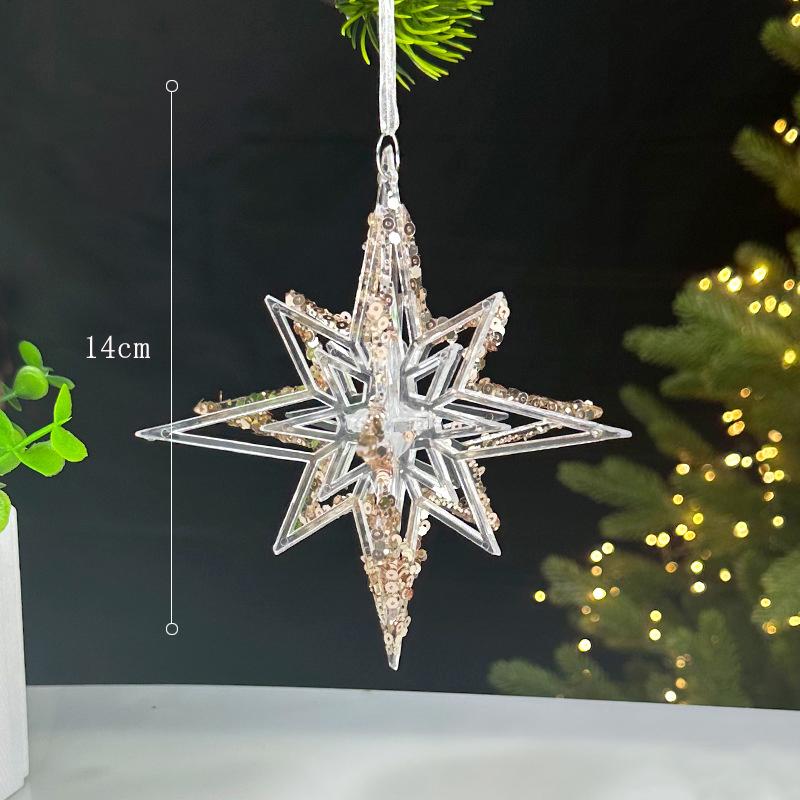 Christmas Decorations Sequined Acrylic Pendants Transparent Snowflake Pendants Christmas Tree Decorations Props