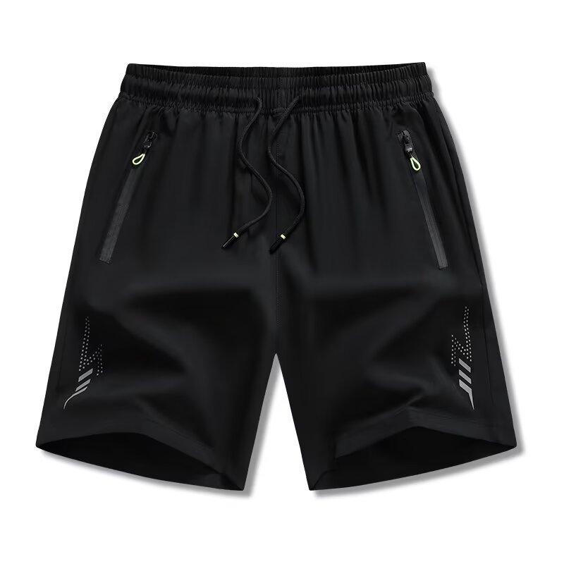 Ice Silk Shorts Men's Summer Sports Quick-drying Loose Large-size Five-point Pants Men's Running Beach Casual Mid-size Pants