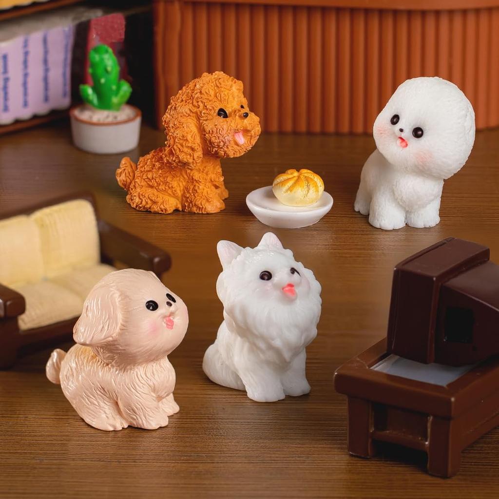 Pinenjoy 12 Miniature Dog Popular Birthday New Year Collectible Tabletop Landscape Bonsai Desktop DIY Fairy Garden Birthday Cute Cartoon Cake Soothing