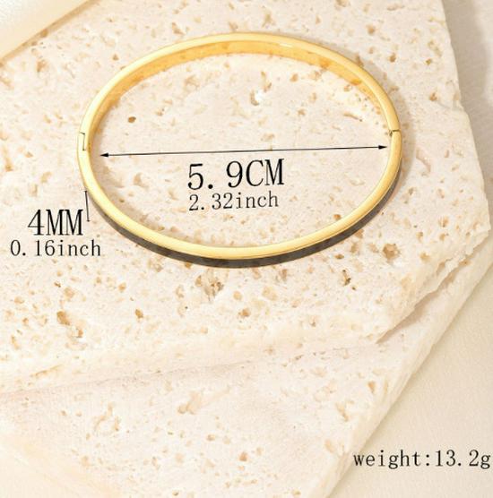 Kvinners 4 mm Gull Emalje Titanstål Armbånd med Spenne