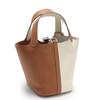 New leather first layer lychee pattern cowhide color matching vegetable basket women's bag fashion hand bag handbag bucket bag