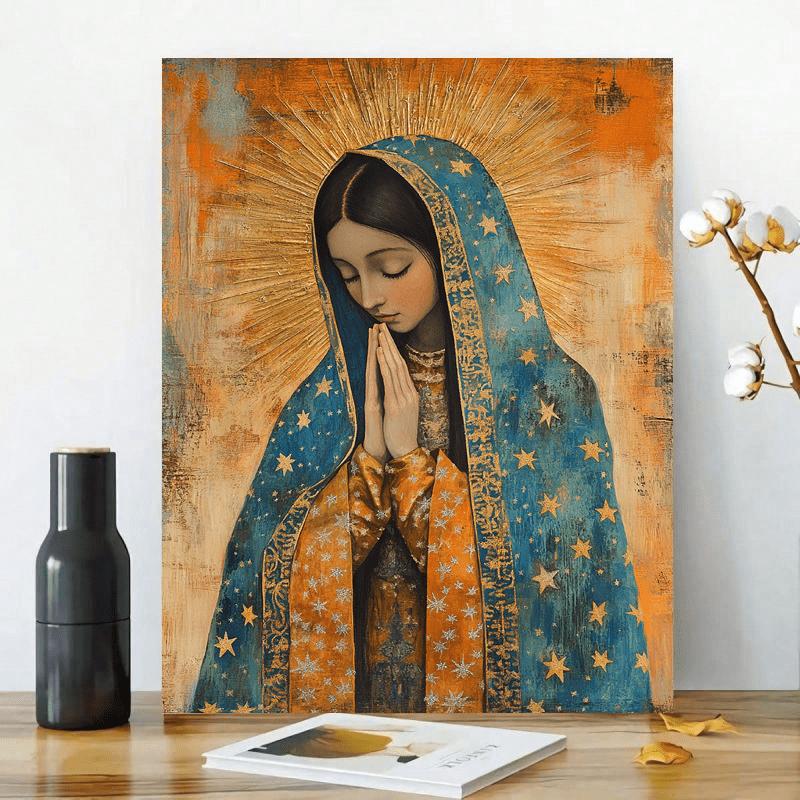 1pc Vintage Virgin Mary and Jesus Canvas Christian Faith Poster Home Wall Art, Vintage Living Room Kitchen Bathroom Decor
