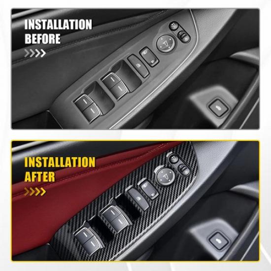 4x Fiber Carbon Inner Switch Window Bezel Control Panel for Honda Accord 2018-22