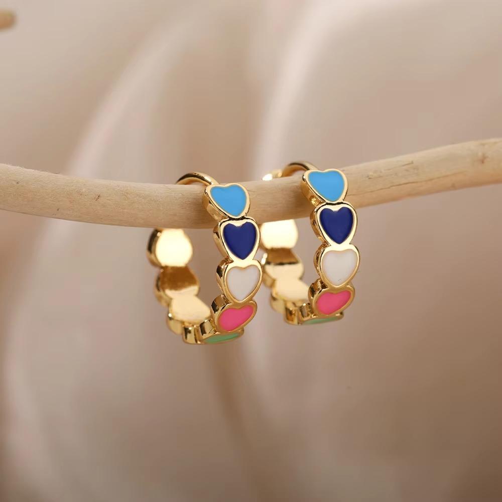 Stainless Steel Irregular Heart Texture Stud Earring for Women Gold Heart Wedding Aesthetic Earring Jewelry Accessories