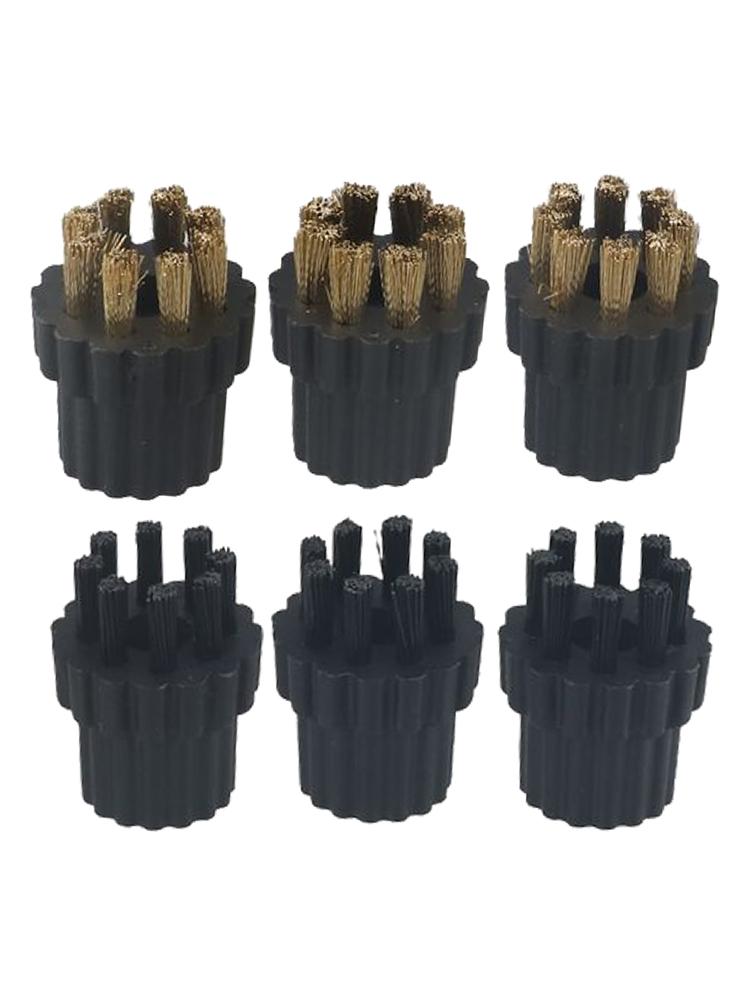 6pcs Steam Cleaner Brass Nylon Brush Head Replacement Parts Fit For Steam Mop 5 Steam Cleaner Brass Components Head Parts Set