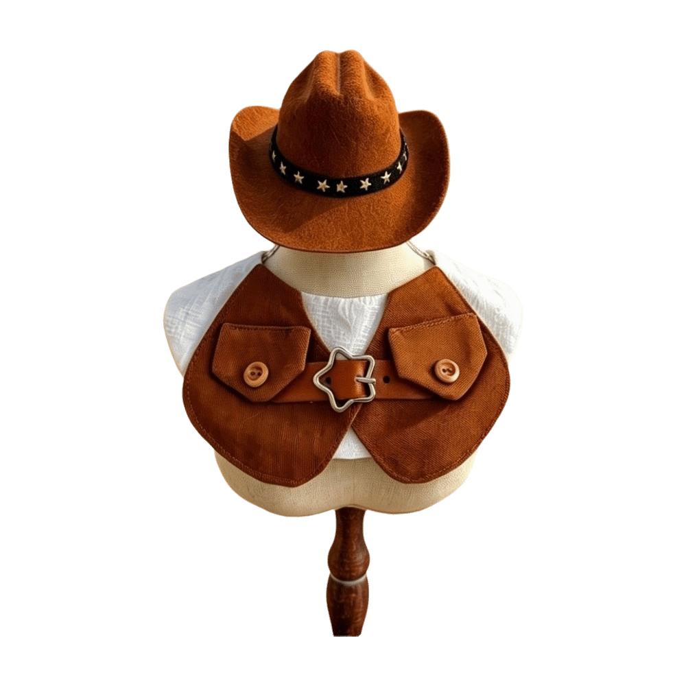Dress-Up Puppy Vest Set Retro Pet Outfits Funny Dog Cowboy Costumes Cat