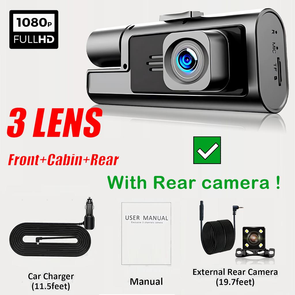 3Camera Dash Cam For Car Camera 1080P Video Recorder WIFI Car DVR 2lens Front Rear View Camera Night Vision Car Accessories