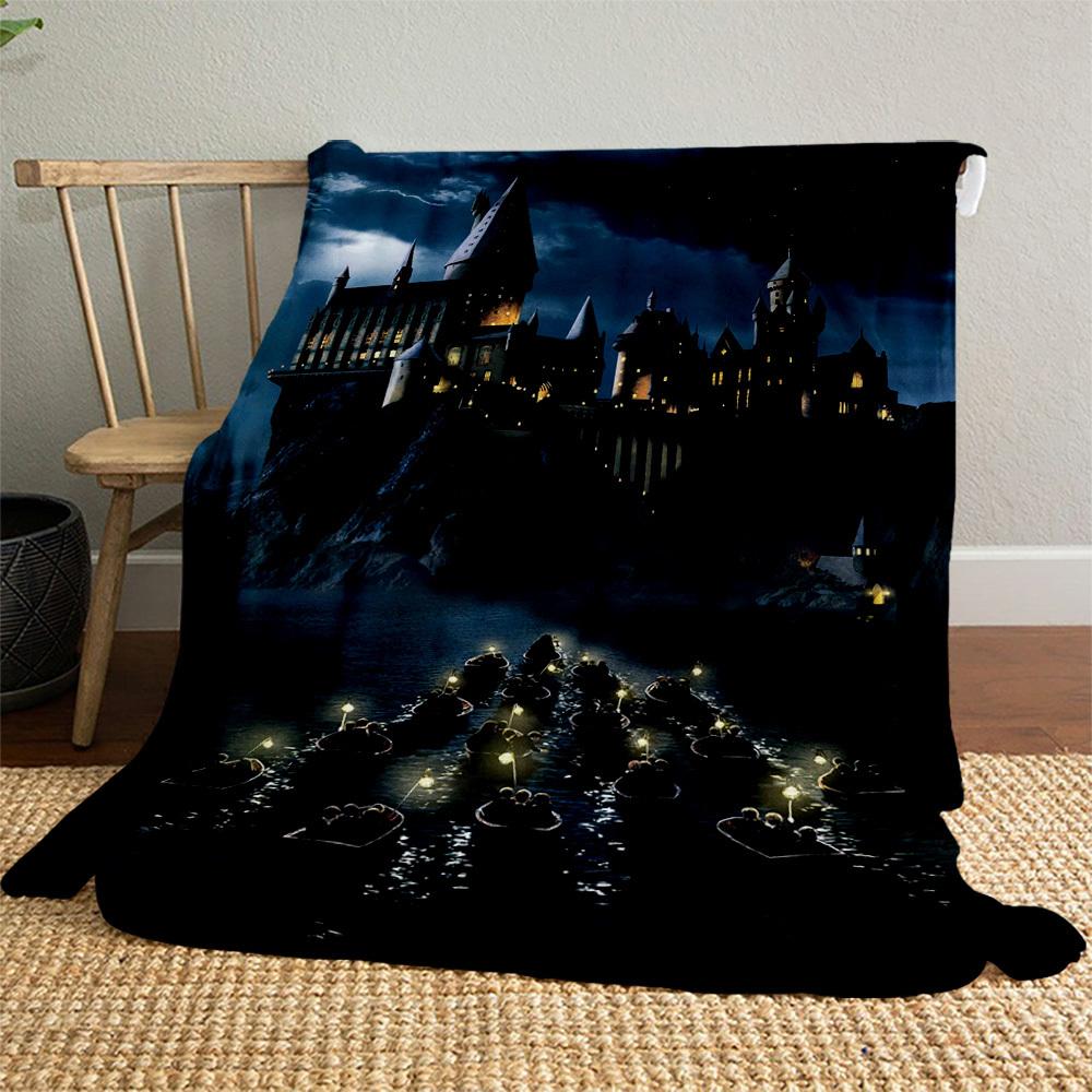 1pc Harry Potter Castle Night Boat Outdoor Flannel Throw Blanket All Season Soft Warmth,Home Decor 1031195