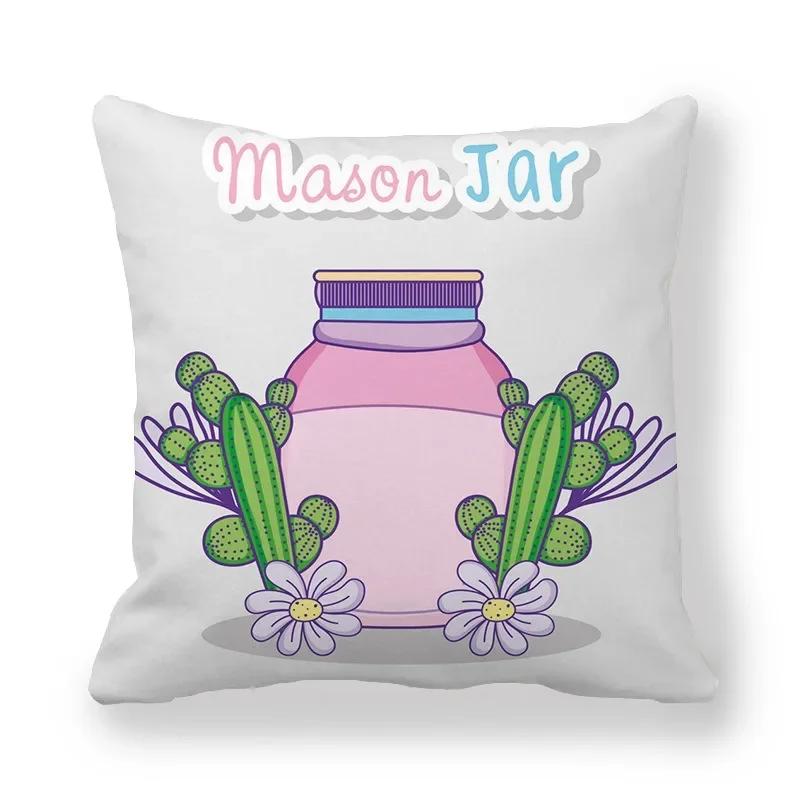 Office Sofa Car Cushion Cover Luxury Home Decor Pillow Cover Purple Hand Painted Cactus Pattern