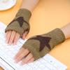 Knitted Gloves for Adult Touch Screen Mittens Male Female Winter Gloves with Pentagram Pattern Fingerless Gloves