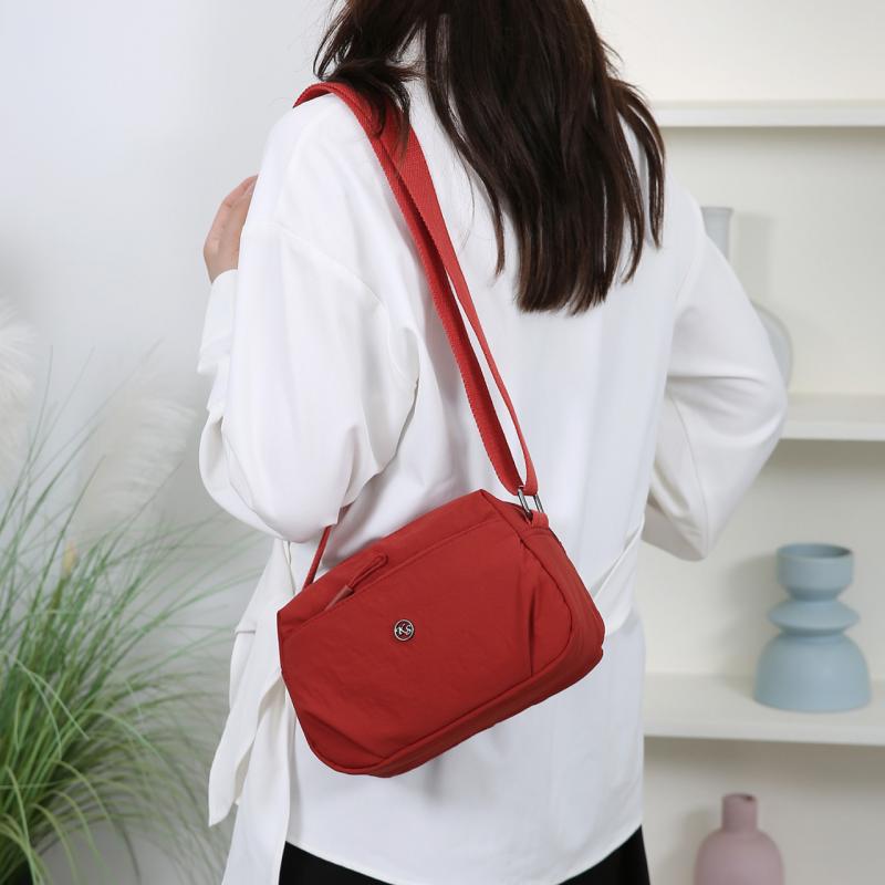 Nylon Kleine Tasche Mehrfachfächer Reißverschluss Kleine Quadratische Tasche Damen Schultertasche Umhängetasche