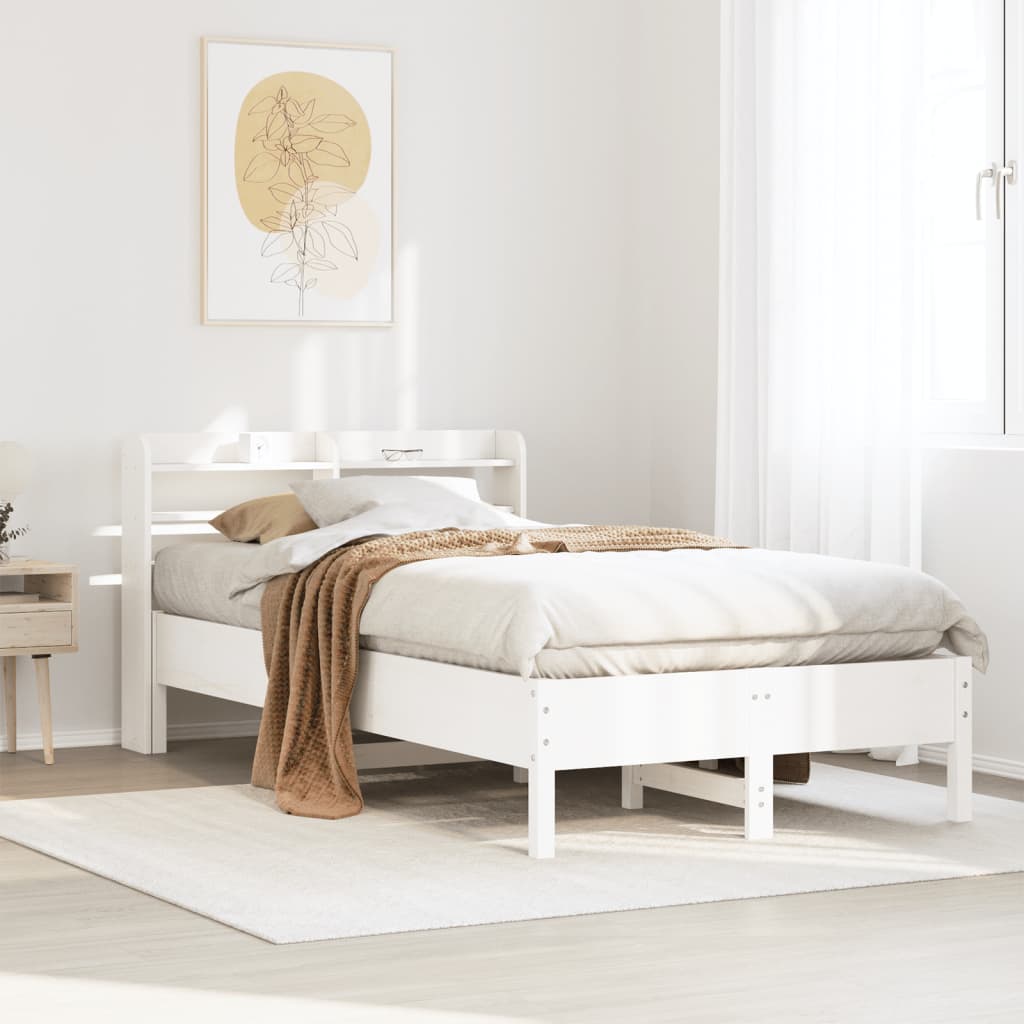 Vidaxl Rama Łóżka Bez Materaca, Biała, 90X200 Cm, Lite Drewno Sosnowe