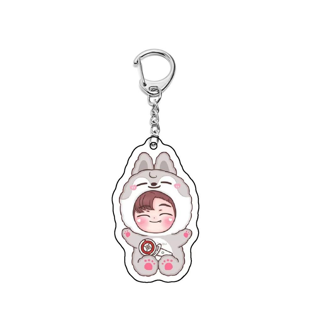 Straykids New Cute Acrylic Keychain Skzoo Peripheral Acrylic Keychain Li Longfu Fang Can Wolf Cub Backpack Accessories