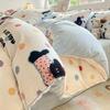 Thickened Milk Fleece Four-Piece Set, Coral Fleece Bed Sheet Quilt Cover, Fleece Three-Piece Set, Bedding.