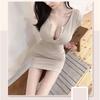 2024 Summer Women's Short-Sleeve Sexy V-Neck Bodycon Mini Dress