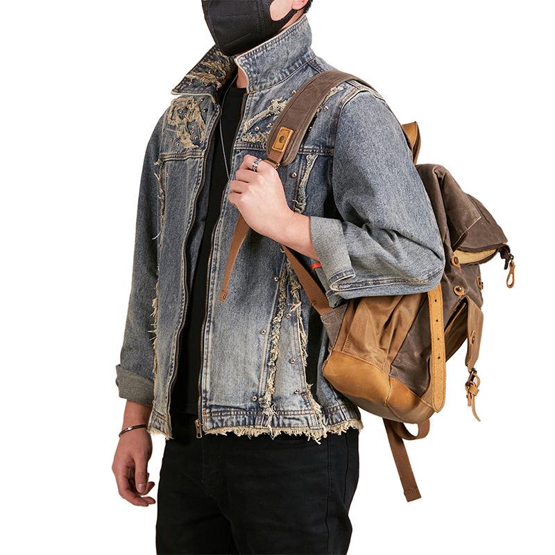 Xintang Men's Plus Size Casual Retro Denim Zipper Jacket - Spring Collection