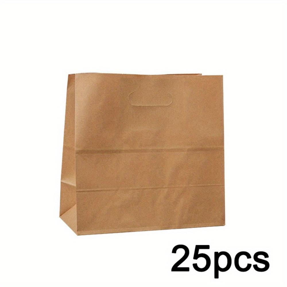25pcs Kraft Paper Bags with Handles Tote Bag for Wedding Shower Gift Shopping Takeout Restaurants Gift Bags Treat Bags for Birthdays Parties Holidays