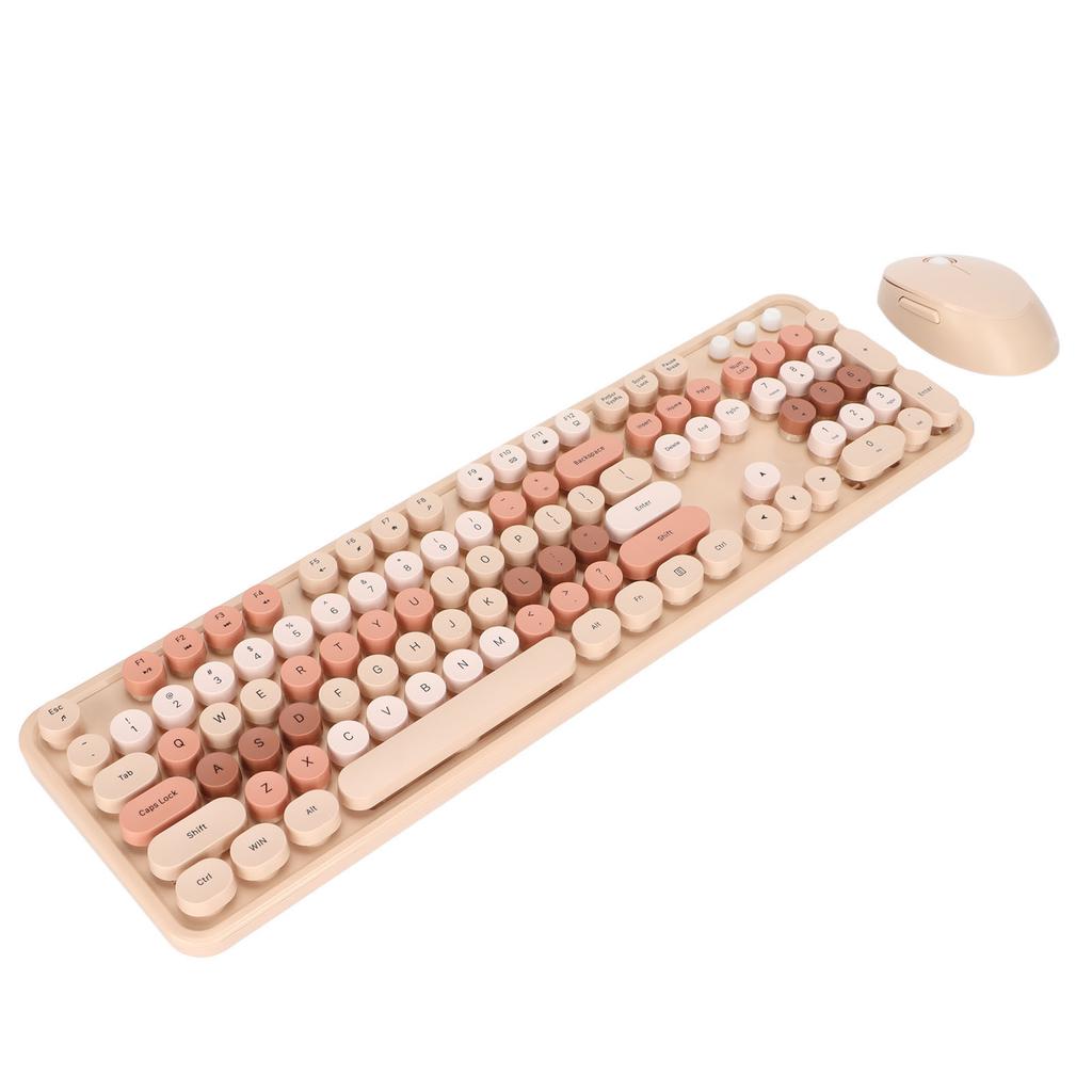 Wireless Keyboard Mouse 104 Keys Ergonomic Cute Desktop Game Keyboard Mouse Kit for Girls for Home