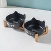 3pcs/set (1pc Rack + 2pcs Bowl) Non-Slip Ceramic Double Pet Food Bowl for Cats and Dogs - Prevents Spills and Slips