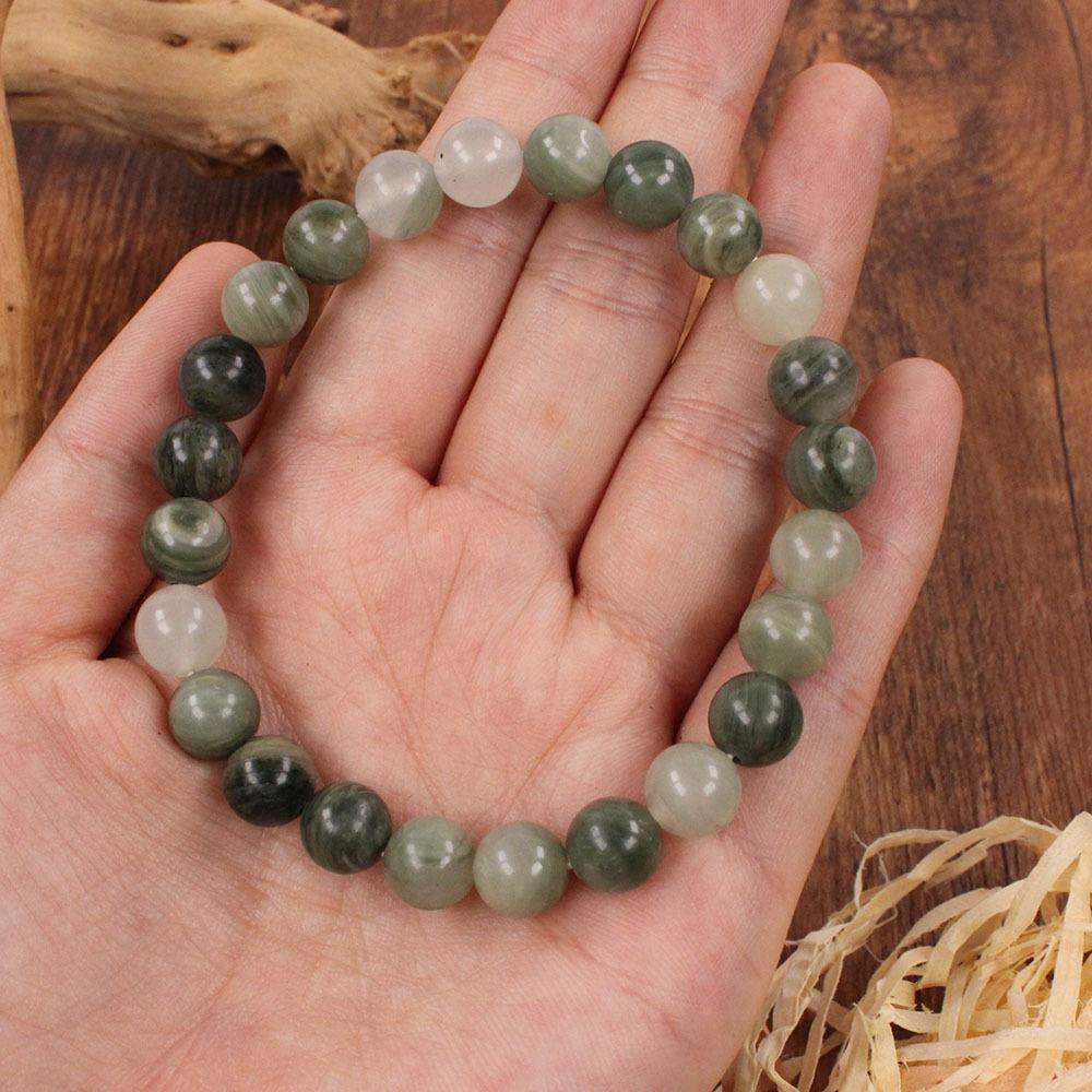 Festive Gifts Green Seraphinite and Moonstone Beaded Bracelet Fresh Natural Fashion Jewelry for Women Daily Wear Gift Simple Elegant Accessory