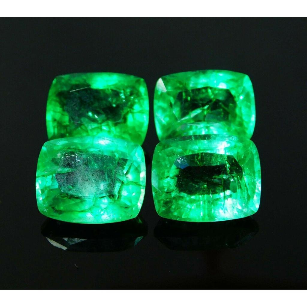 6 To 7 Ct Each Natural Emerald Green Cushion Shape CERTIFIED Loose Gemstone Lot A-64845365